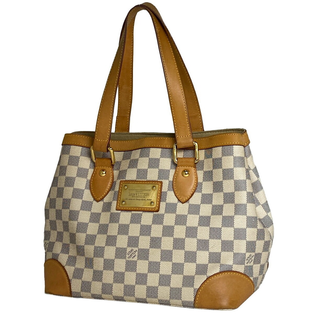 Louis Vuitton Hampstead Shoulder Bag Handbag Tote Damier Azur White
